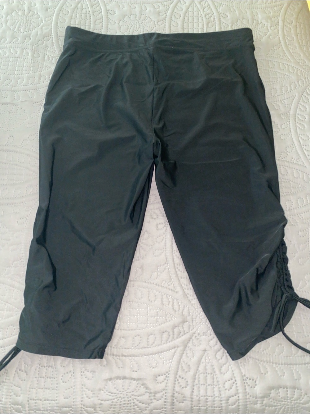 Black Women’s Swim Capri - Active Capri Leggings - Picture 3 of 4